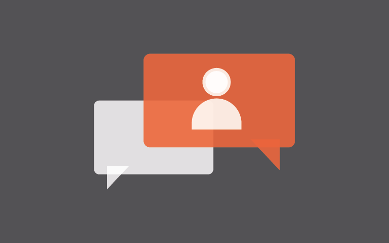stock image representing conversation with two speech bubbles