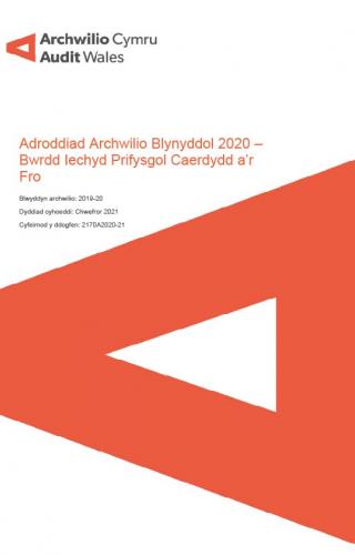 Delwedd clawr blaen Adroddiad Archwilio Blynyddol 2020 - Bwrdd Iechyd Caerdydd a'r Fro