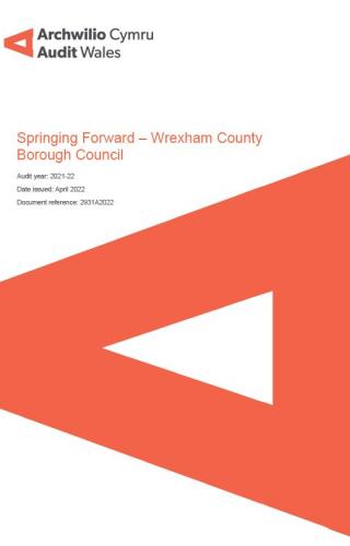 Springing Forward: report cover and Wales Audit Office logo